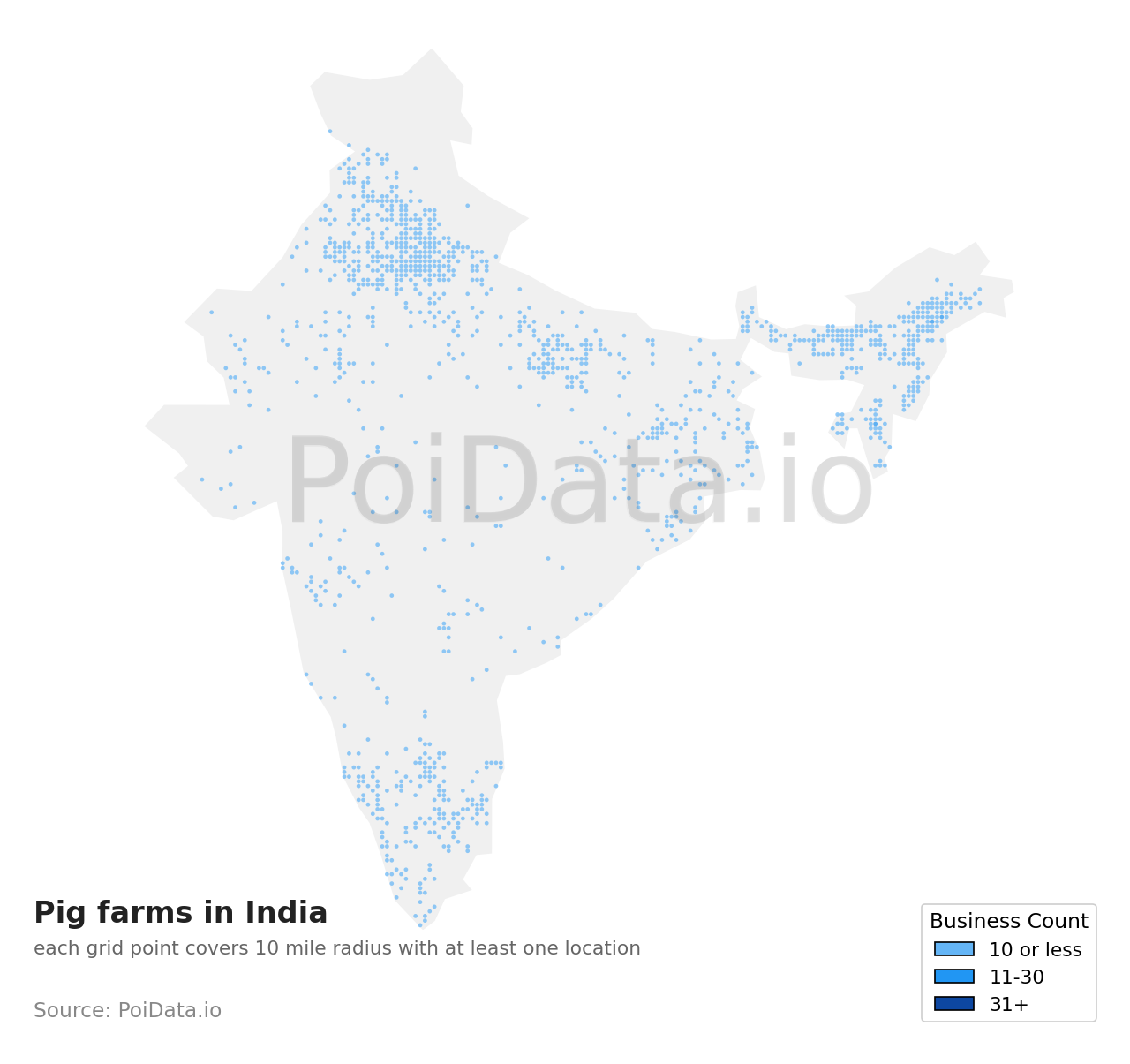 Pig farm density map for India
