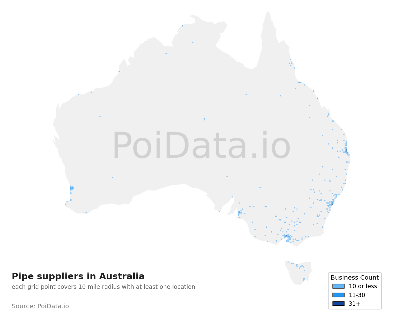 Pipe supplier density map for VIC, Australia