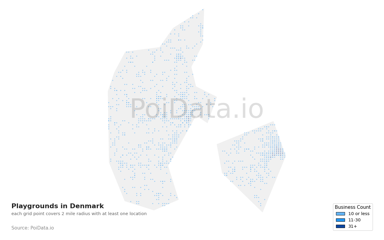 Playground density map for Denmark