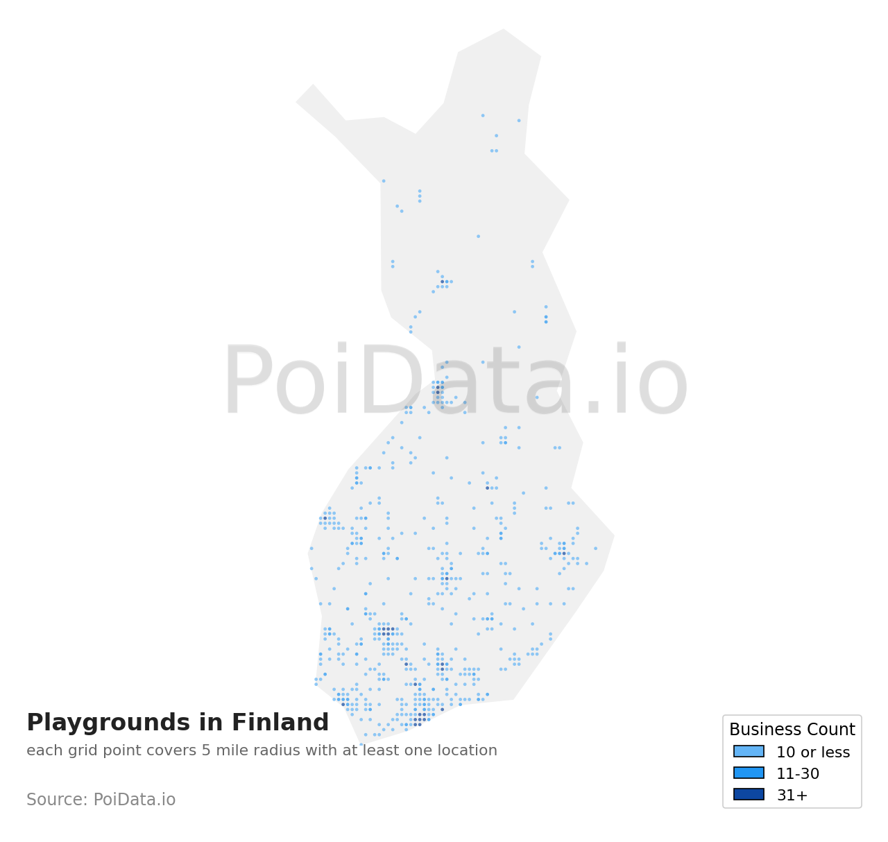 Playground density map for Finland