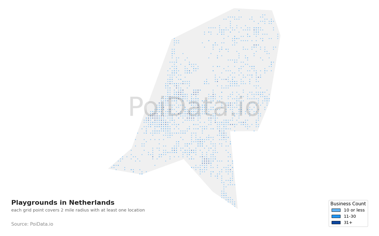 Playground density map for Netherlands