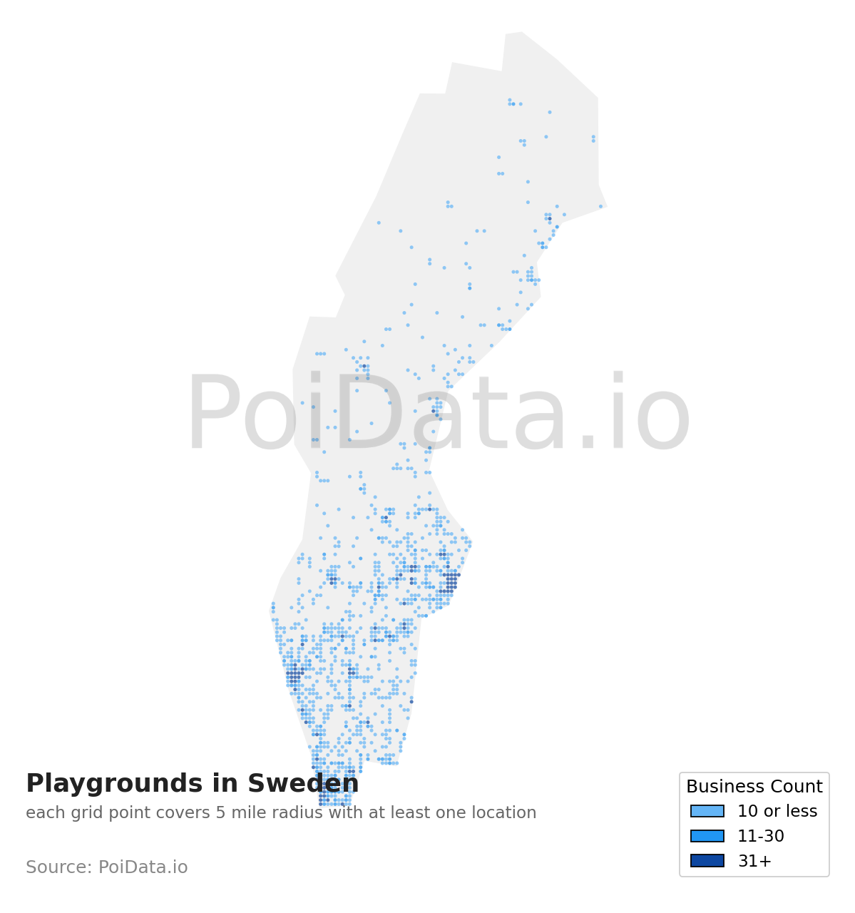 Playground density map for Sweden