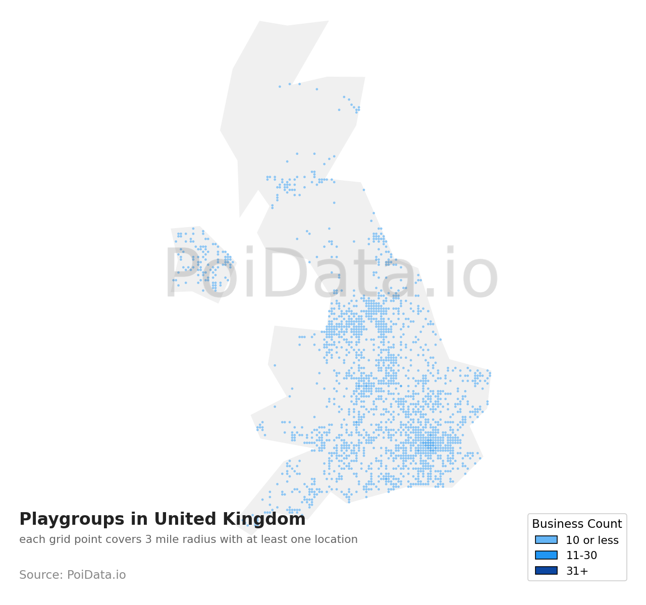 Playgroup density map for United Kingdom