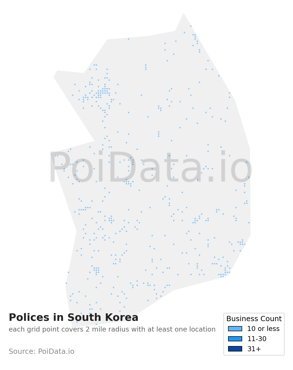 Police density map for South Korea