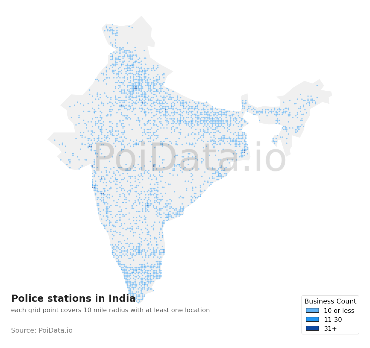 Police station density map for India