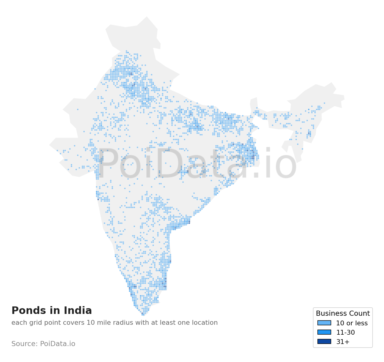 Pond density map for India