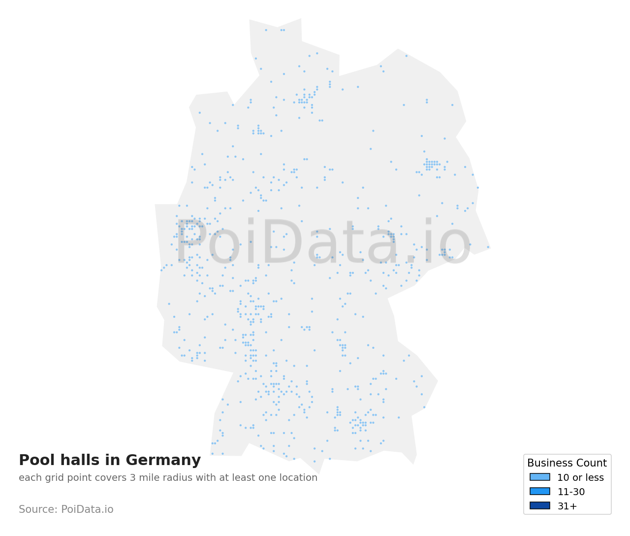 Pool hall density map for Germany