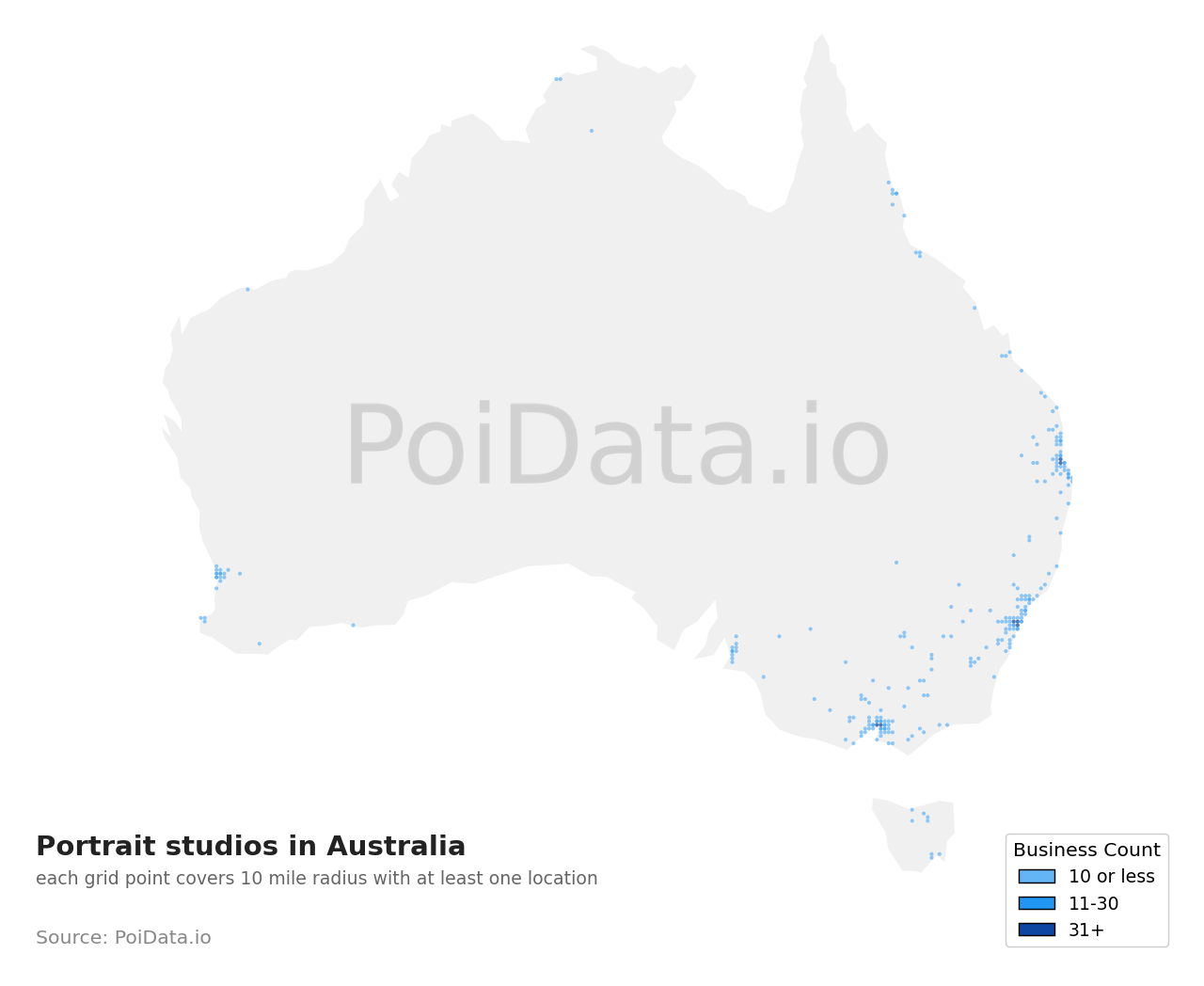 Portrait studio density map for Australian Capital Territory, Australia