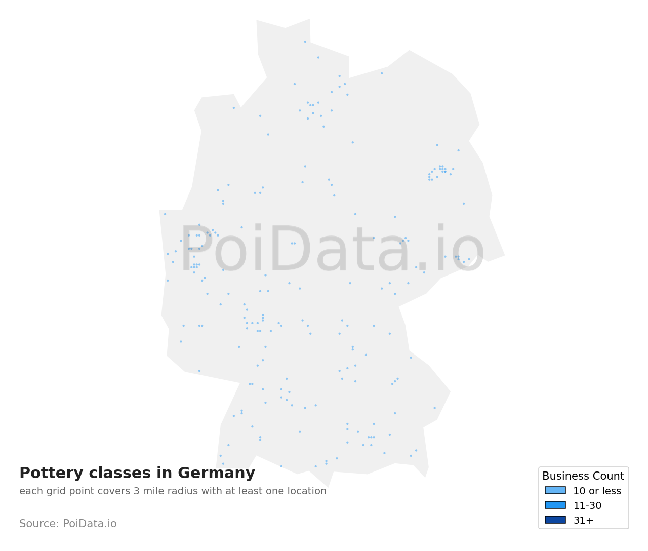 Pottery classes density map for Germany