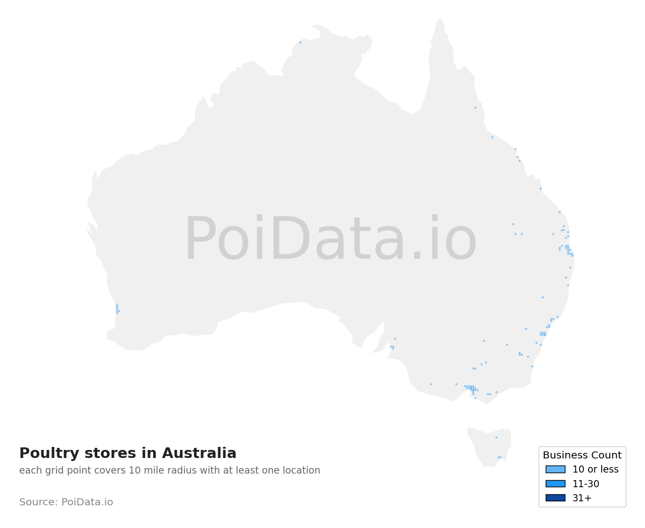 Poultry store density map for Australia