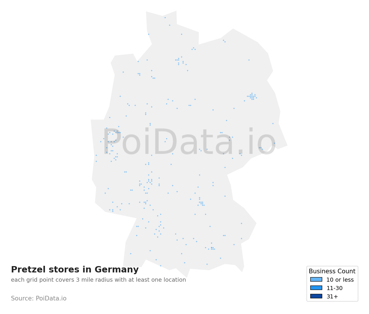 Pretzel store density map for Germany