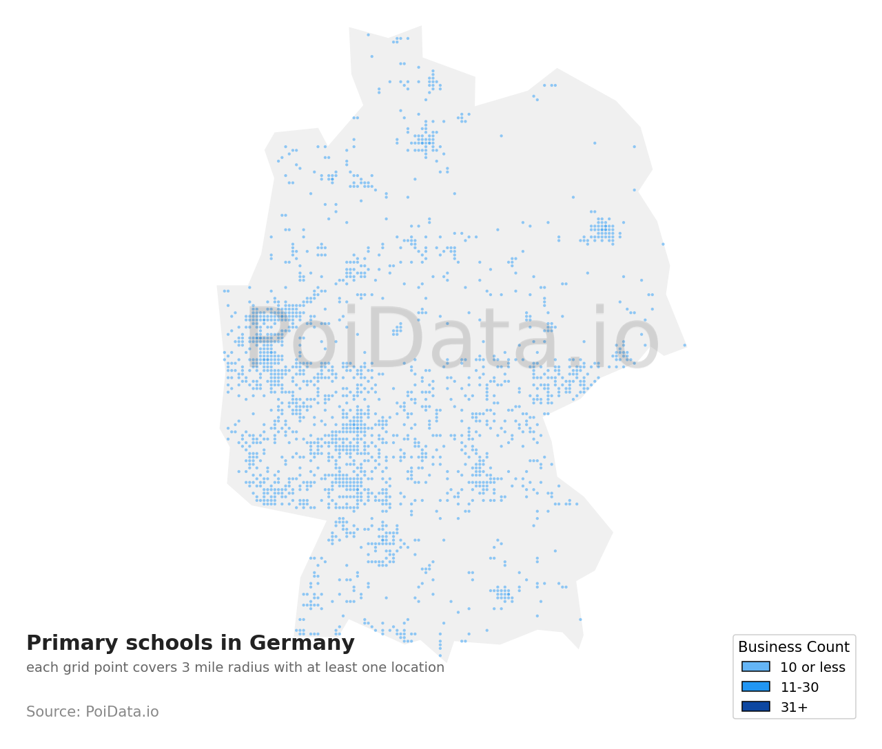 Primary school density map for Germany