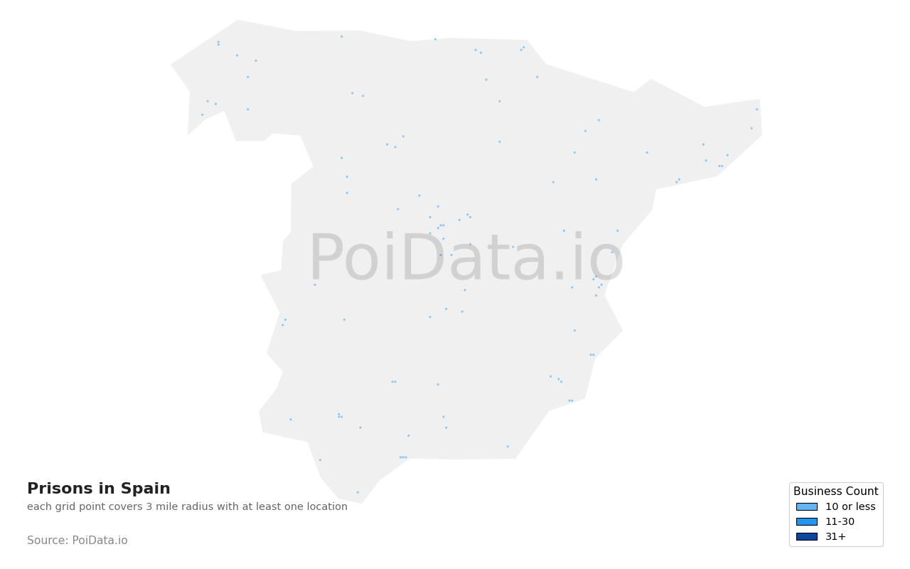 Prison density map for Spain