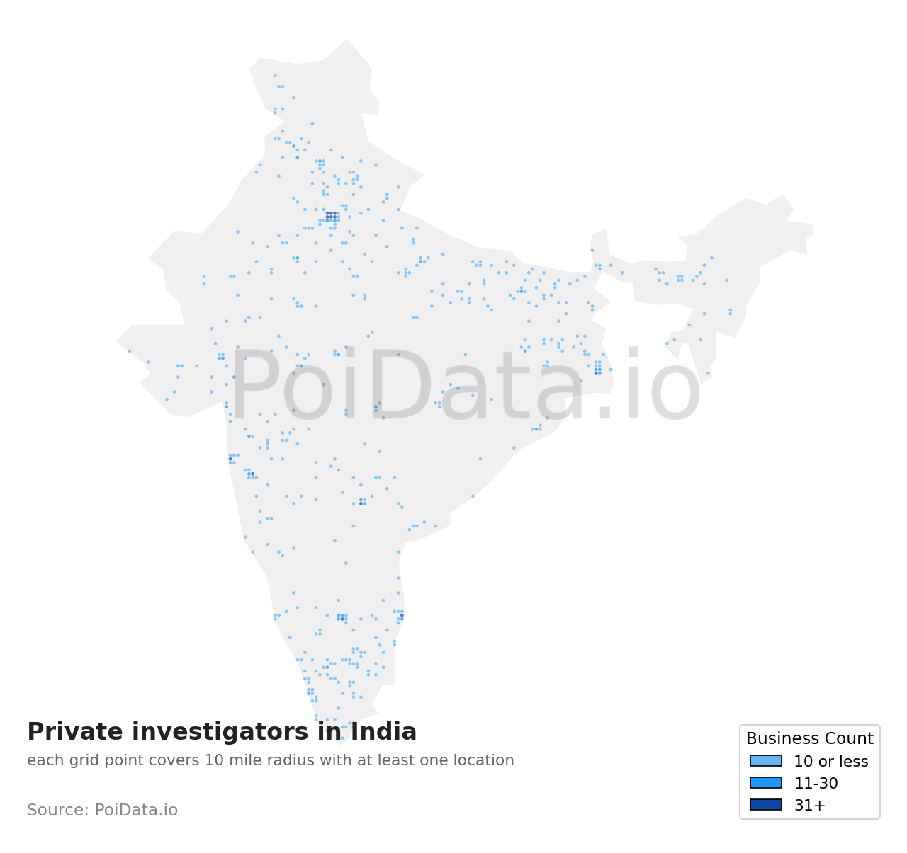 Private investigator density map for India