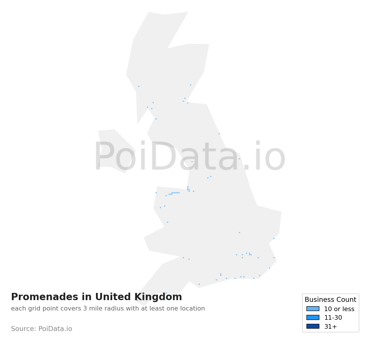 Promenade density map for United Kingdom