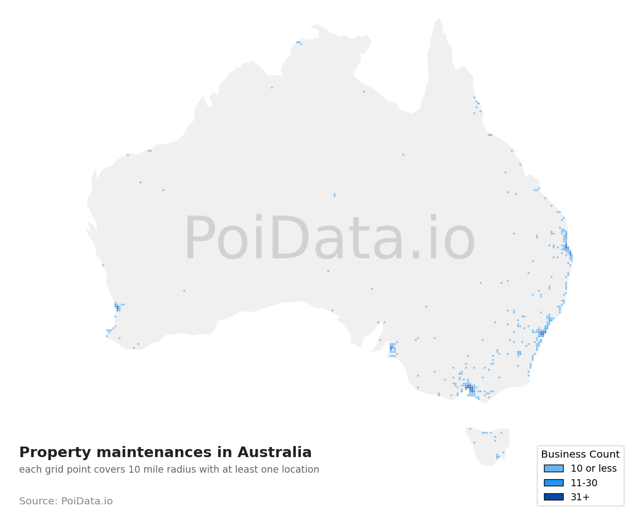 Property maintenance density map for ACT, Australia