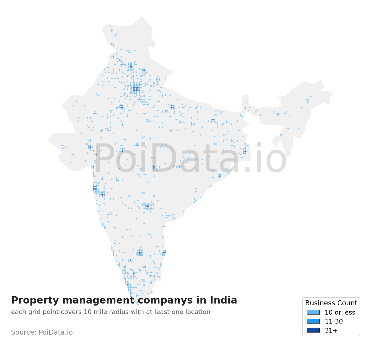 Property management company density map for India