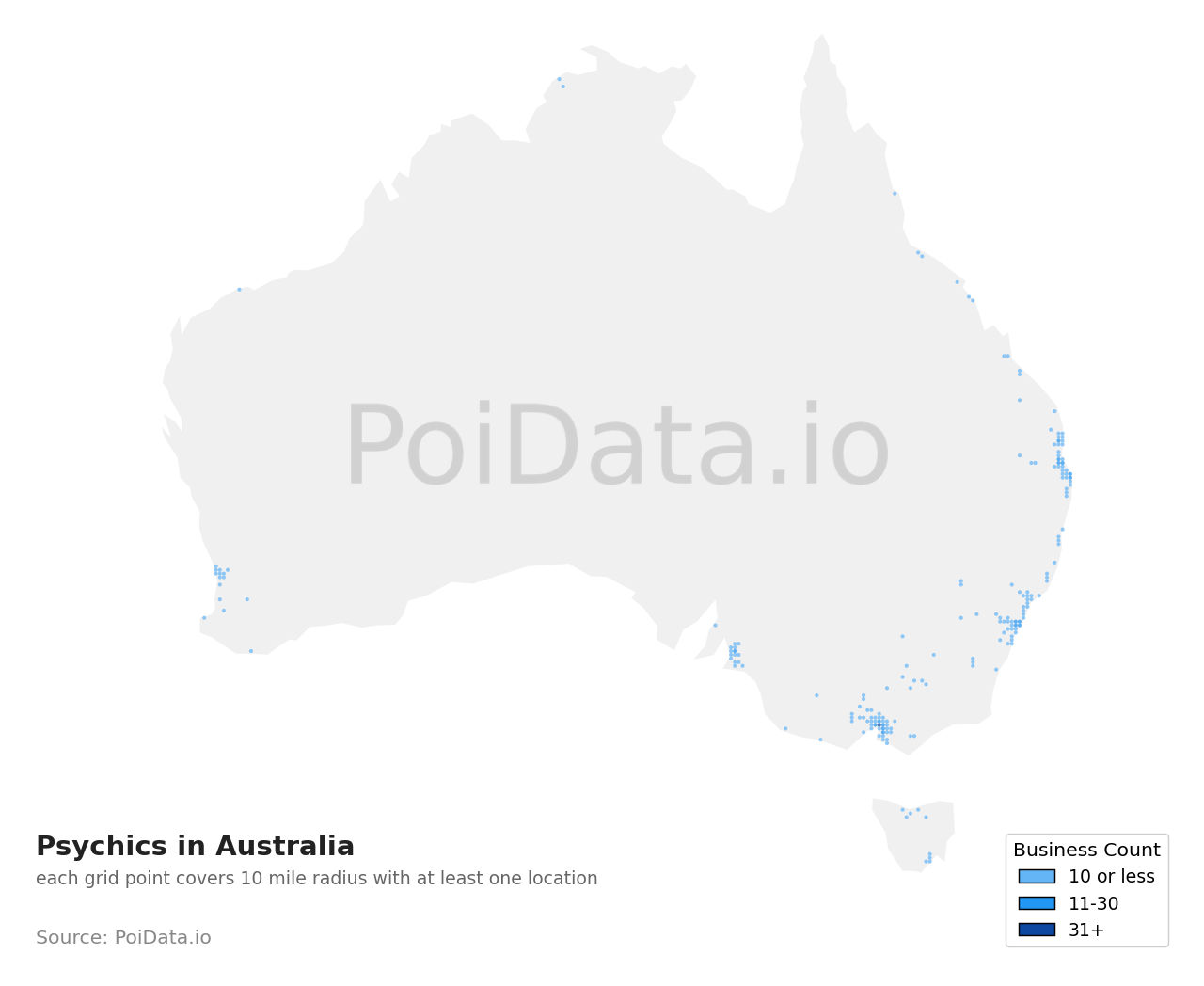 Psychic density map for VIC, Australia