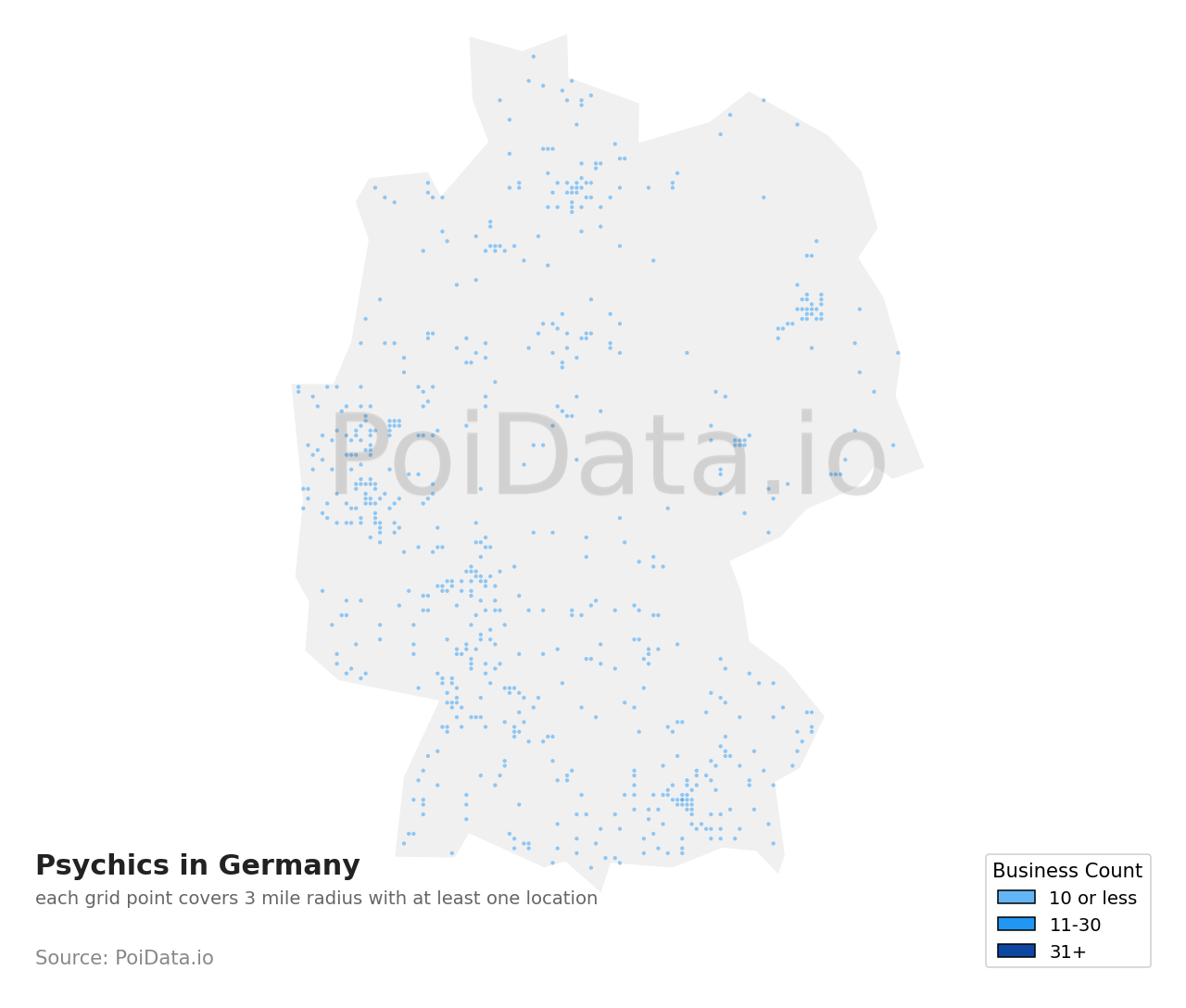 Psychic density map for Germany