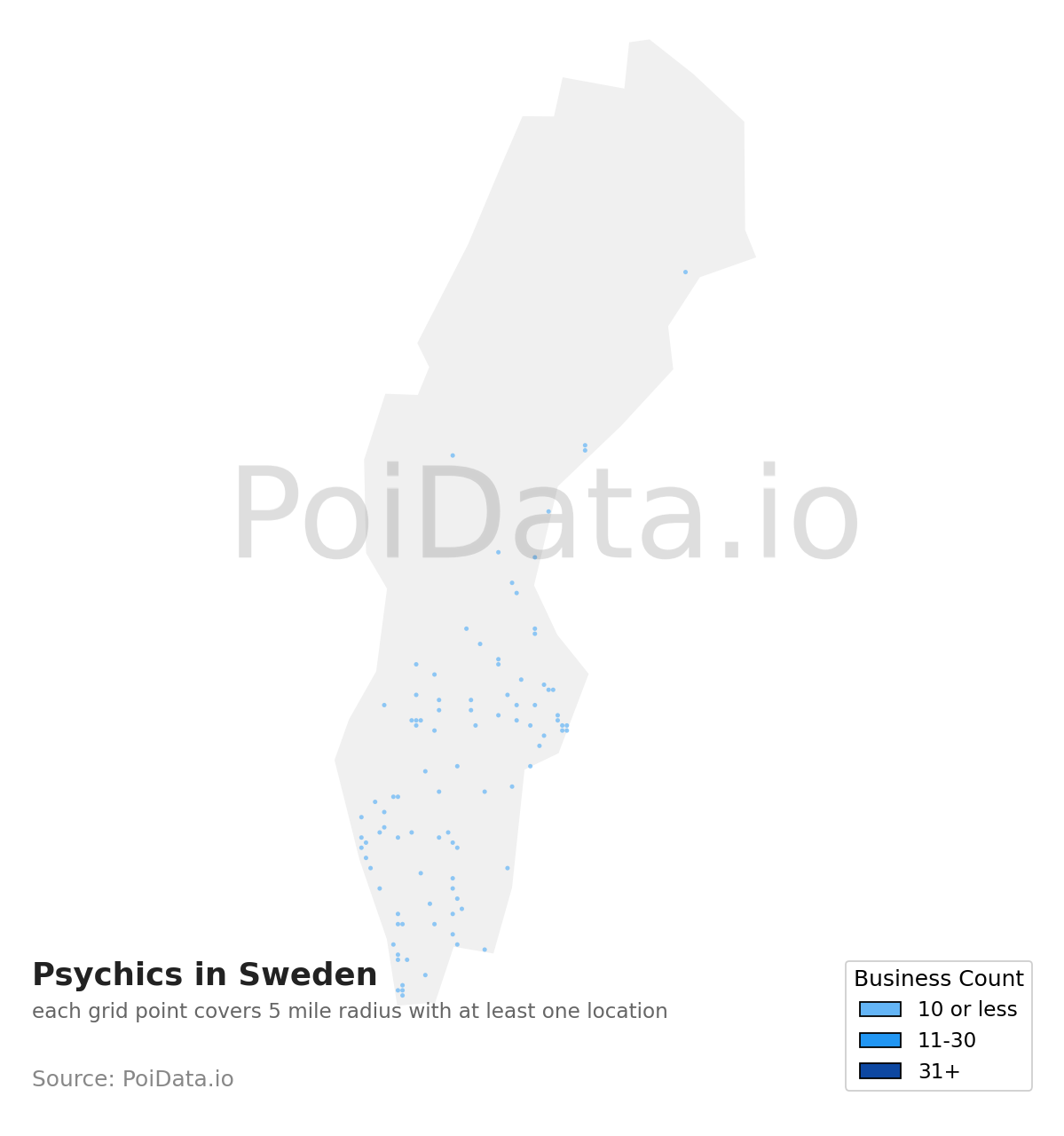 Psychic density map for Sweden