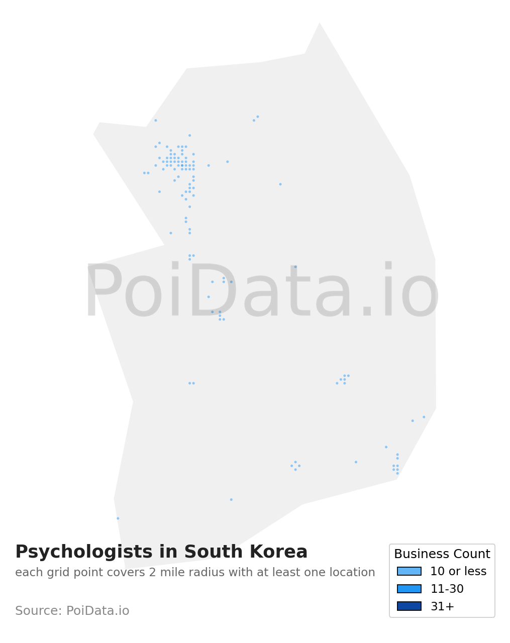 Psychologist density map for South Korea