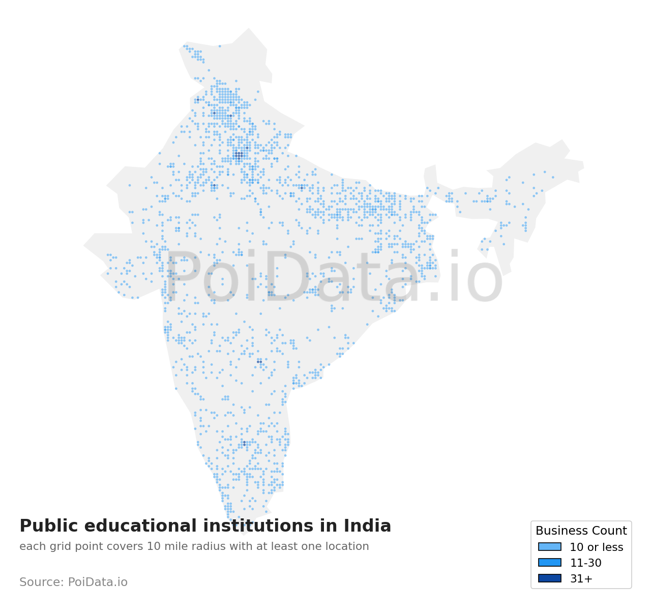 Public educational institution density map for India