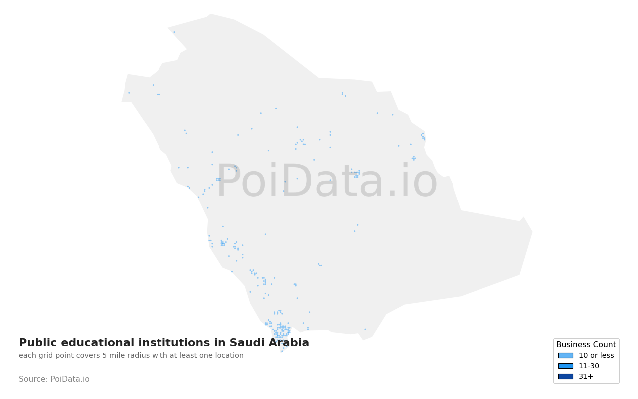 Public educational institution density map for Saudi Arabia