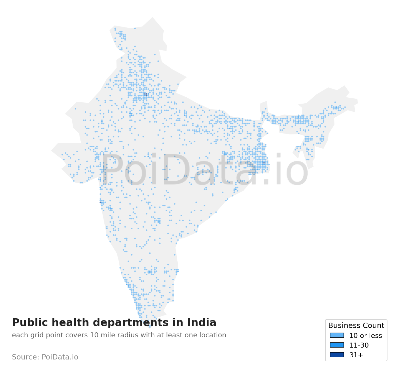 Public health department density map for India