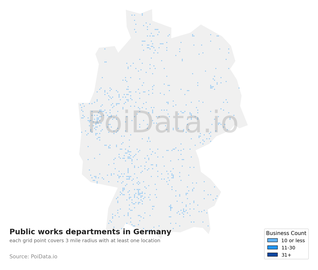 Public works department density map for Germany
