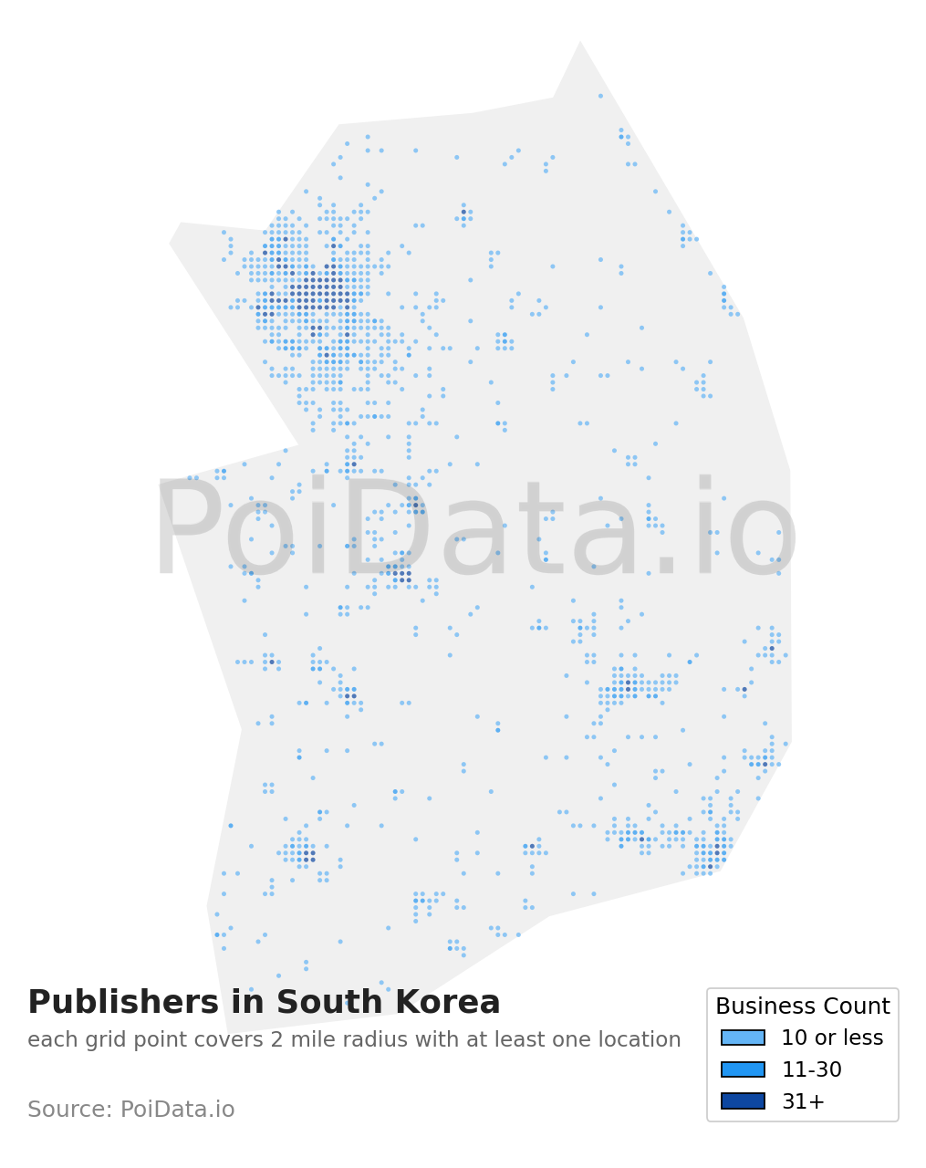 Publisher density map for South Korea