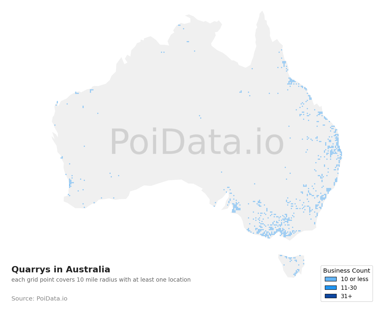 Quarry density map for Australia