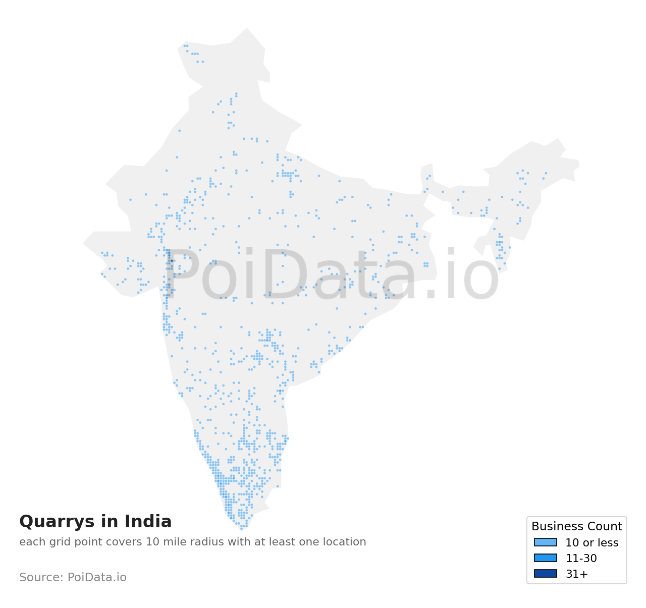 Quarry density map for India