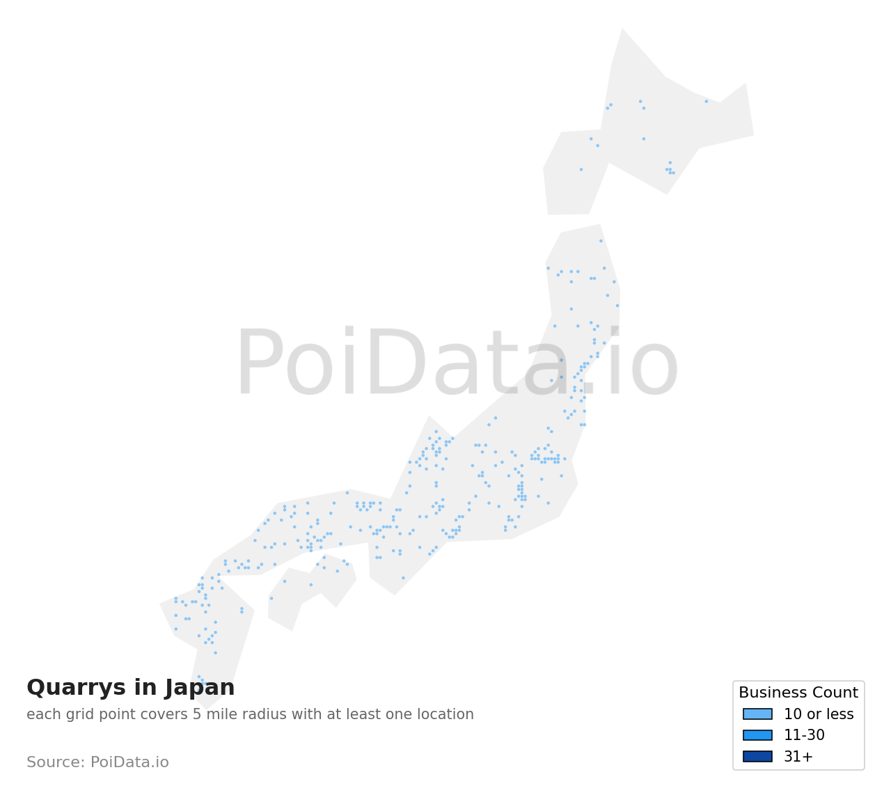 Quarry density map for Japan