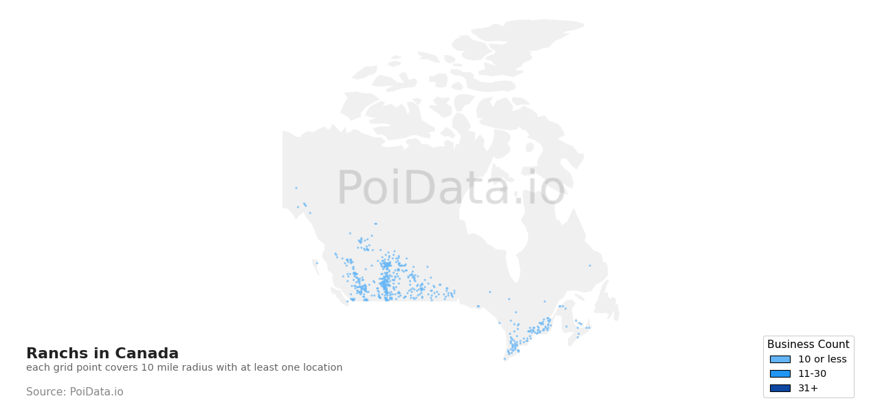 Ranch density map for Canada