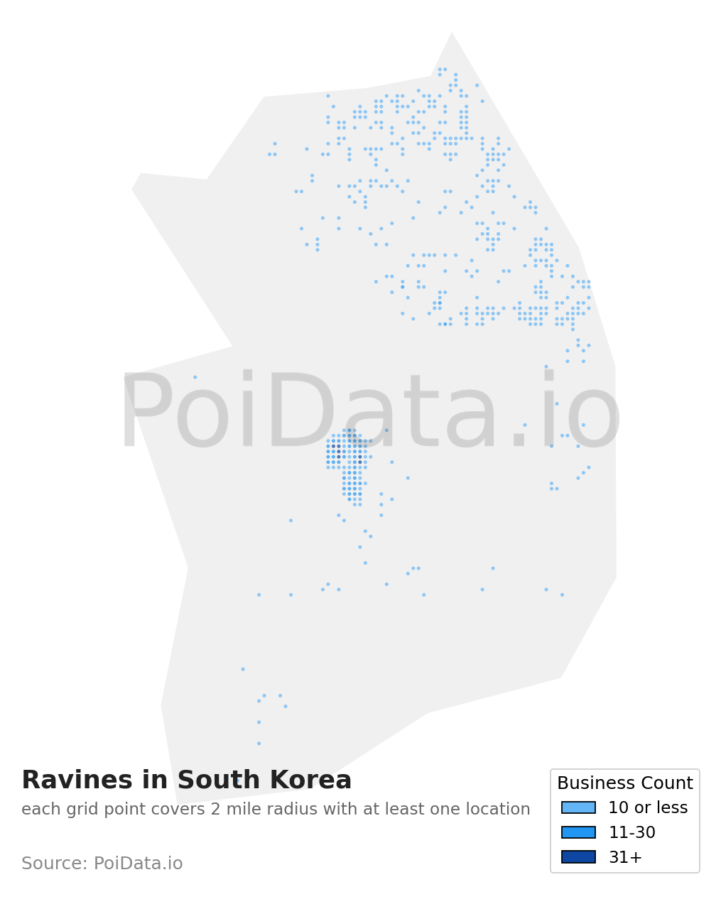 Ravine density map for South Korea