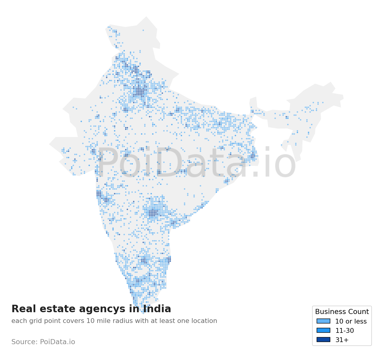 Real estate agency density map for India