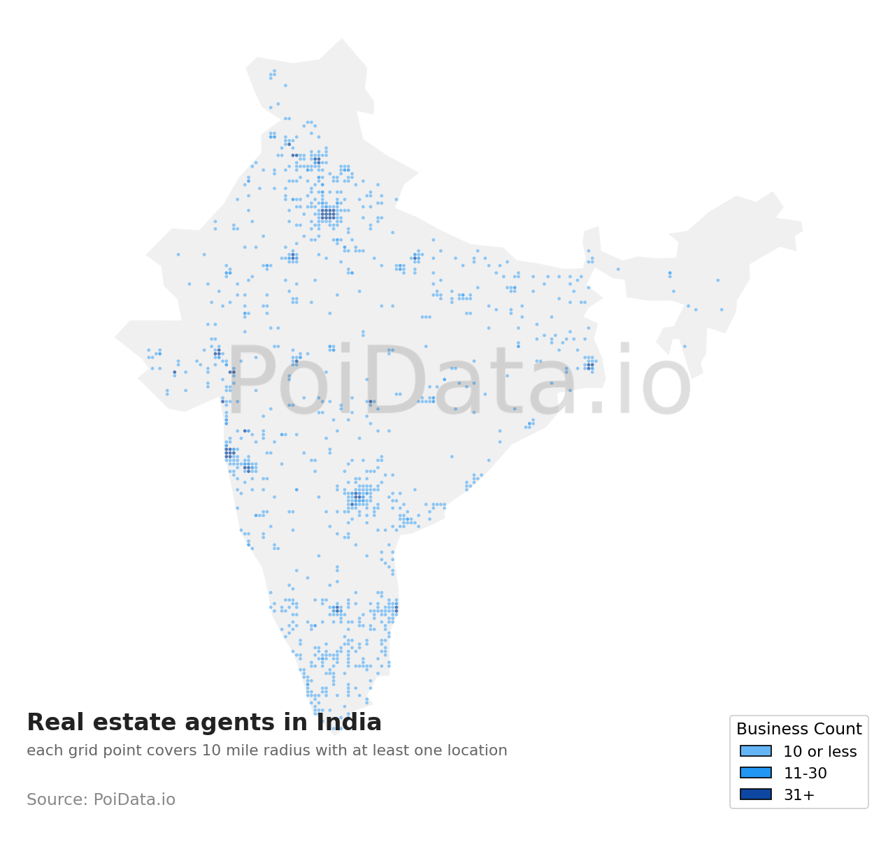 Real estate agent density map for India