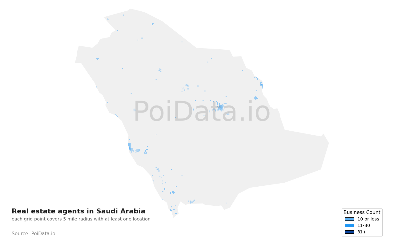 Real estate agent density map for Saudi Arabia