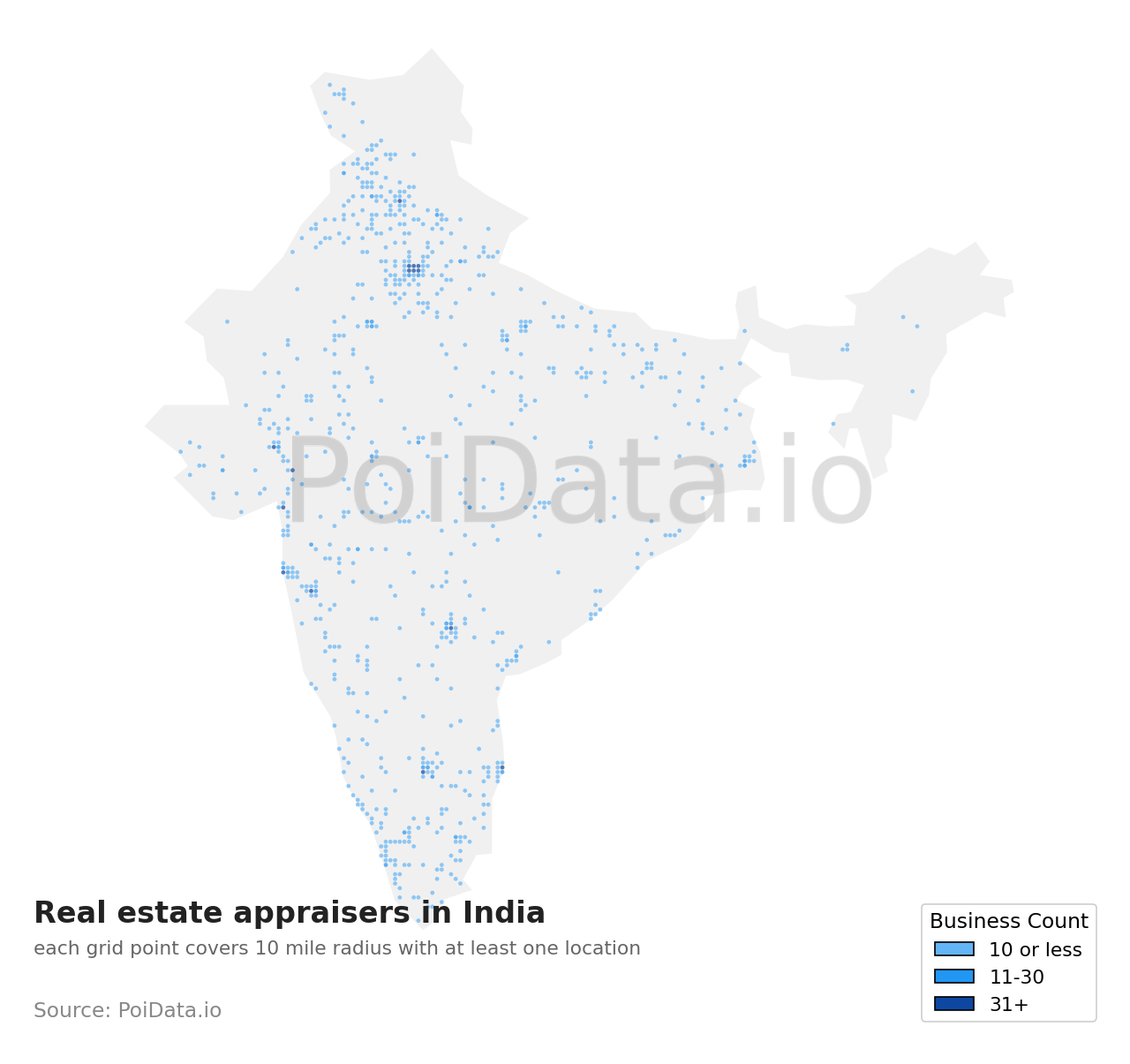 Real estate appraiser density map for India