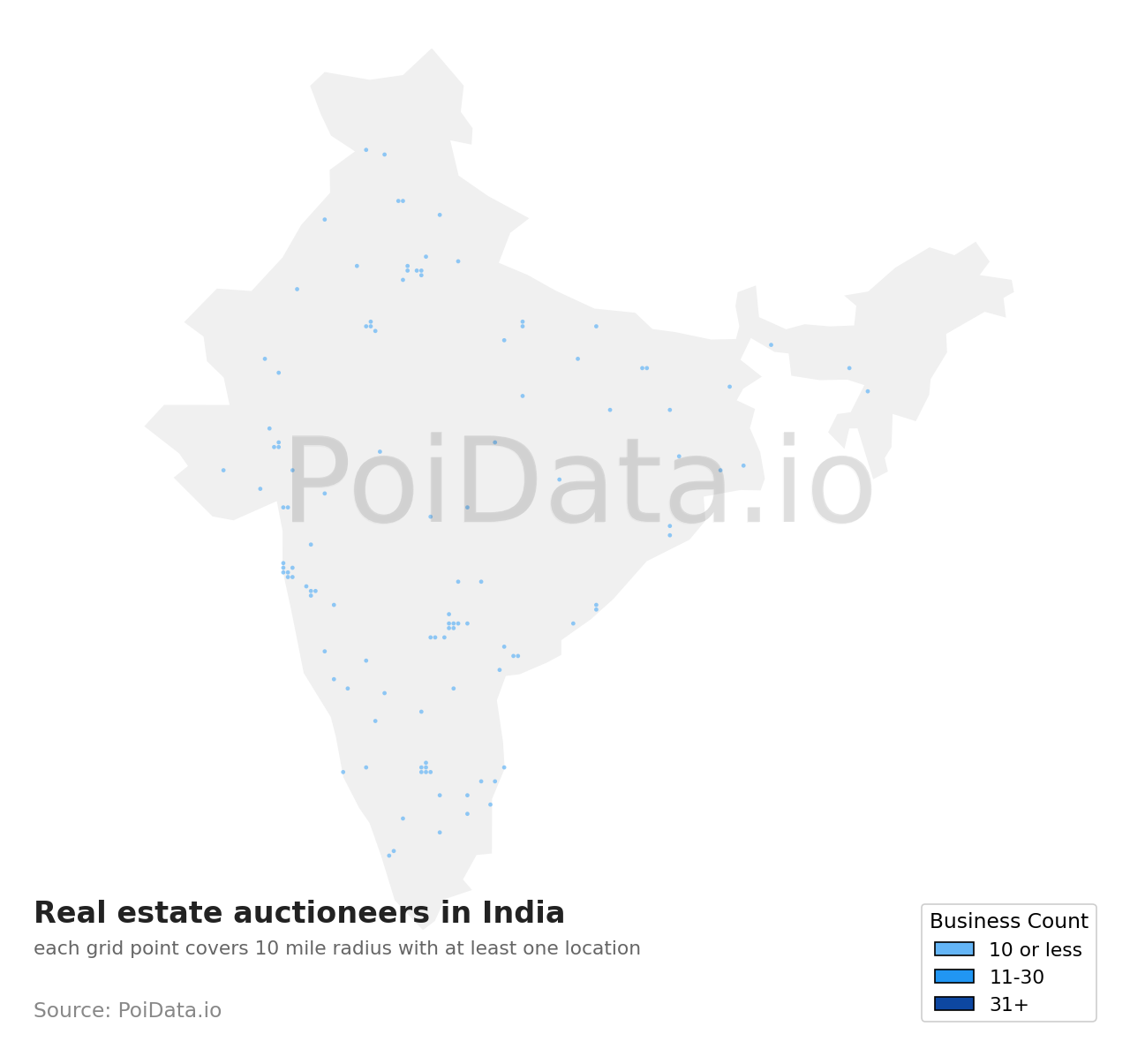 Real estate auctioneer density map for India