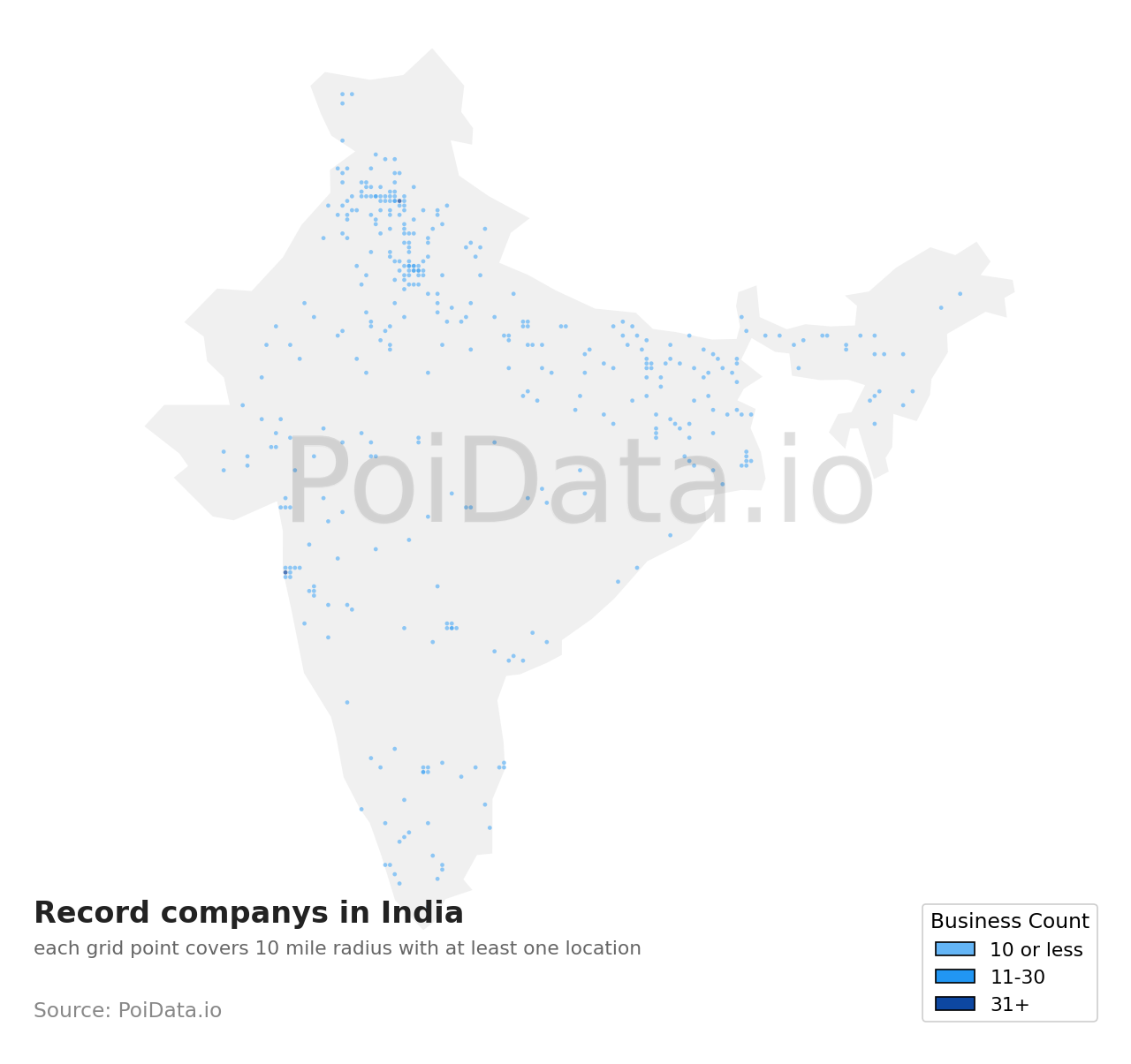Record company density map for India