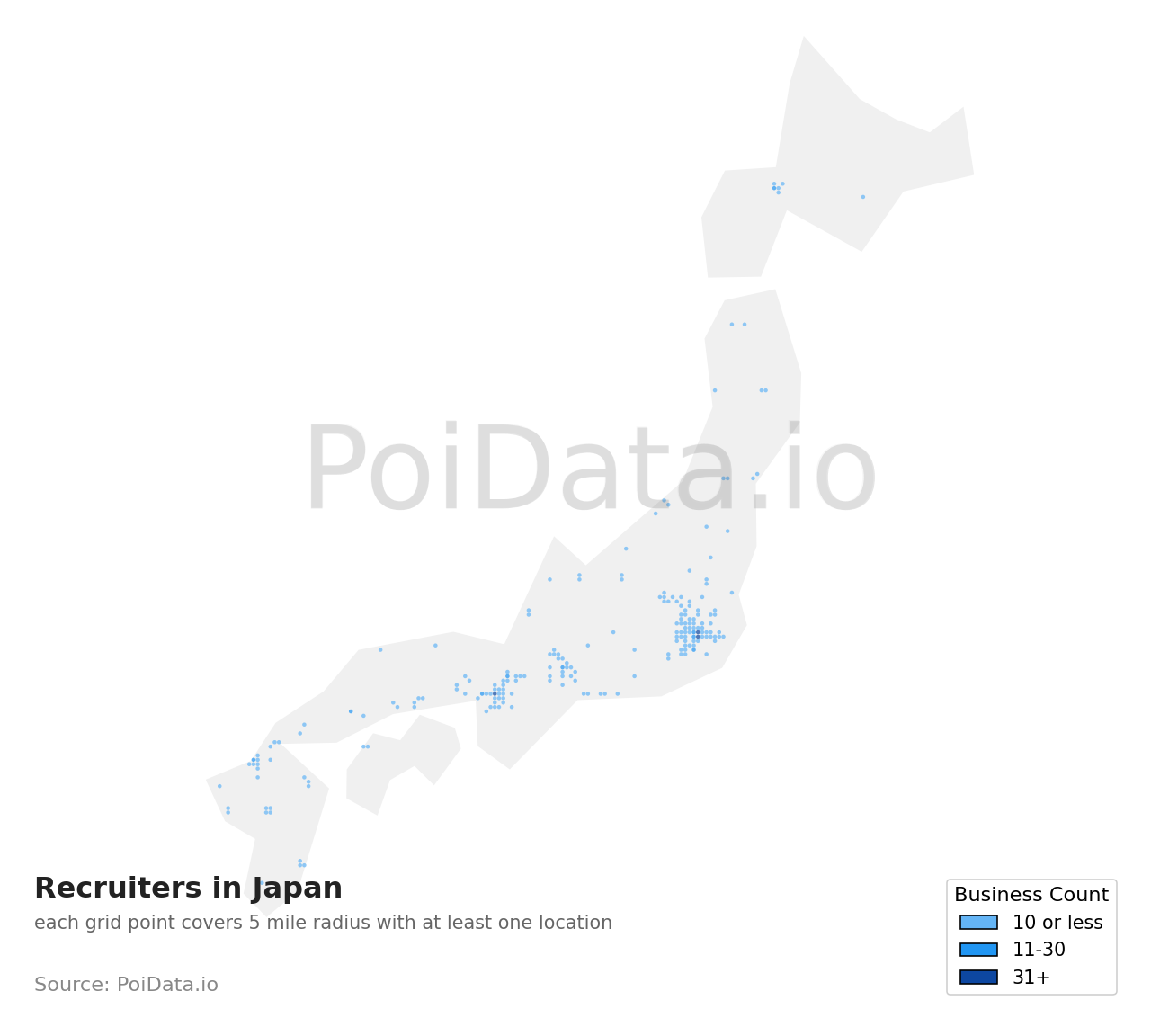 Recruiter density map for Japan