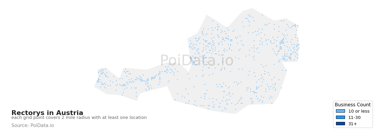 Rectory density map for Austria