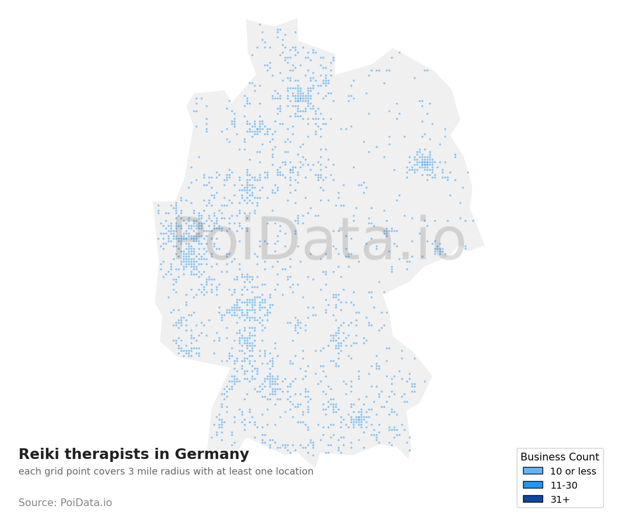 Reiki therapist density map for Germany