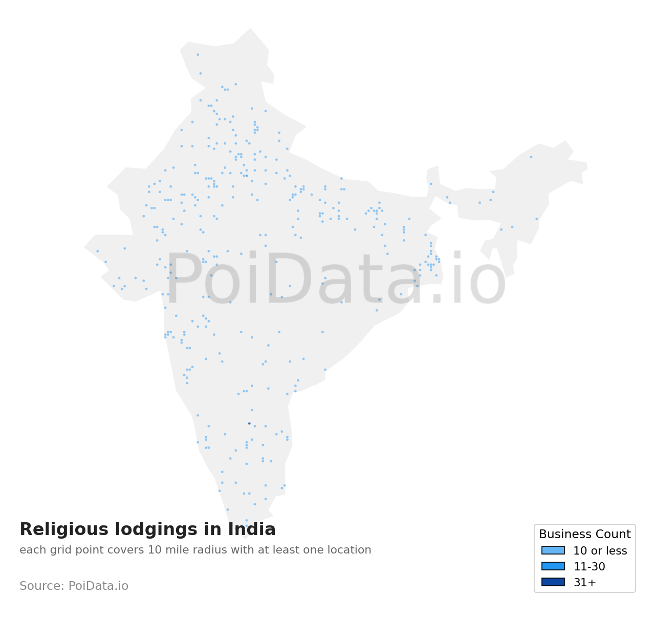 Religious lodging density map for India
