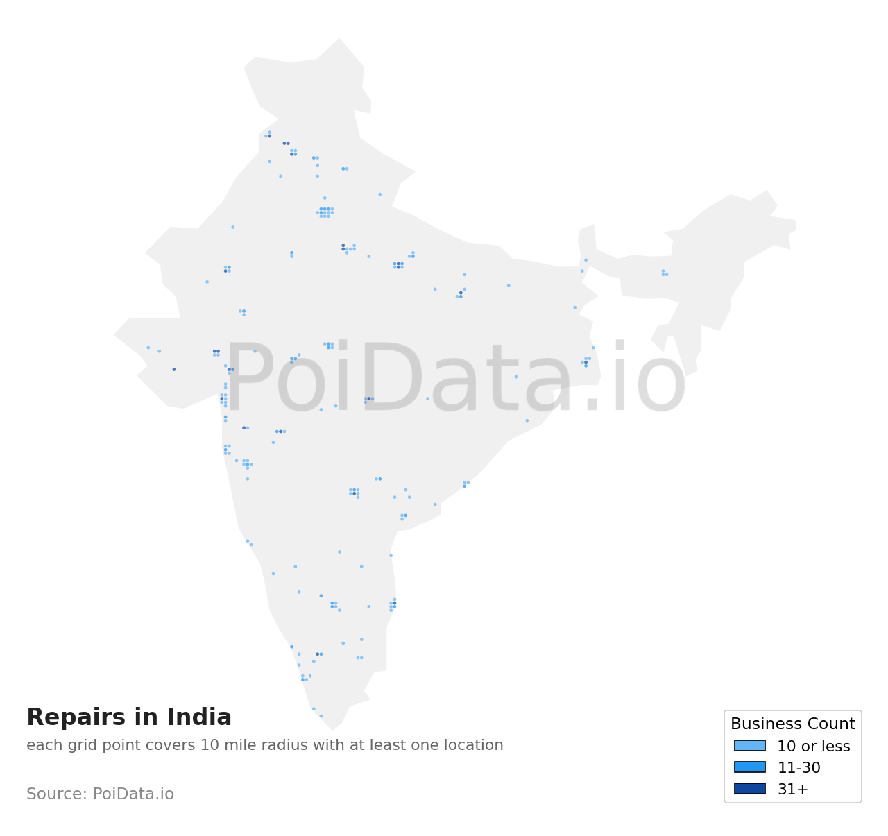 Repairs density map for India