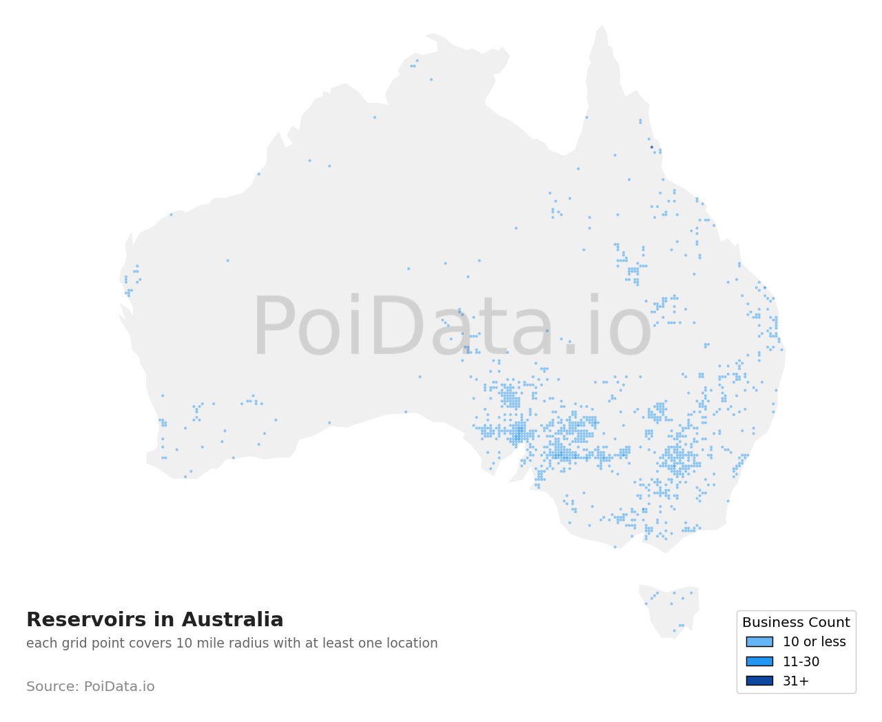 Reservoir density map for Australia
