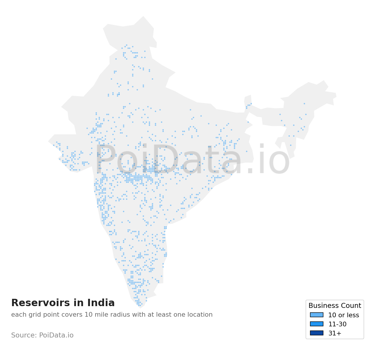 Reservoir density map for India