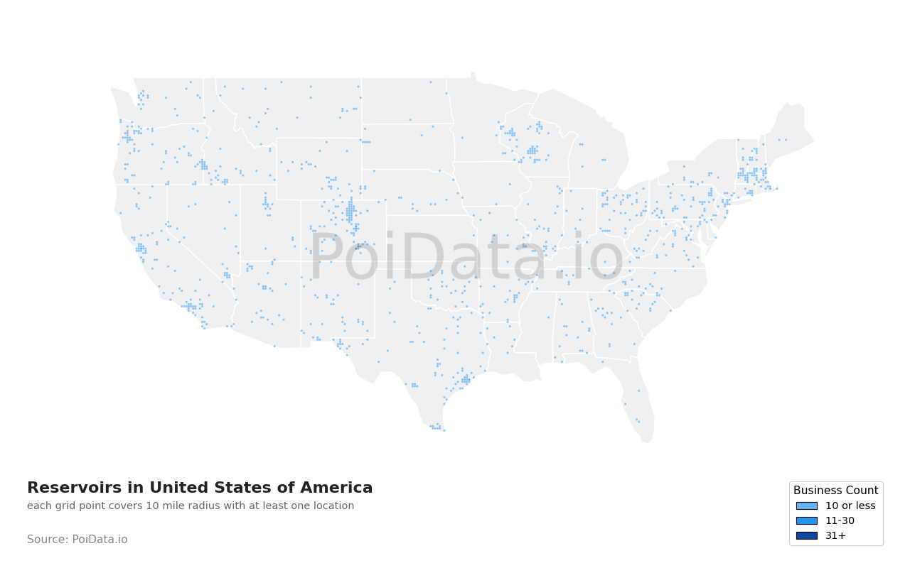 Reservoir density map for United States