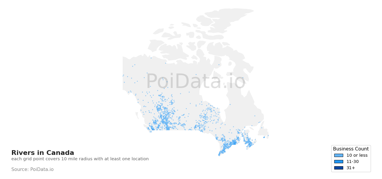 River density map for British Columbia, Canada